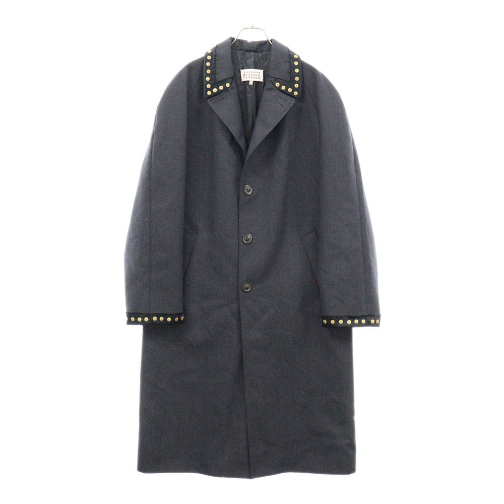 Martin Margiela 10(マルタンマルジェラ) 20SS S30AH0134 S53389 スタッズデザインラグランスリーブロングコート ネイビー