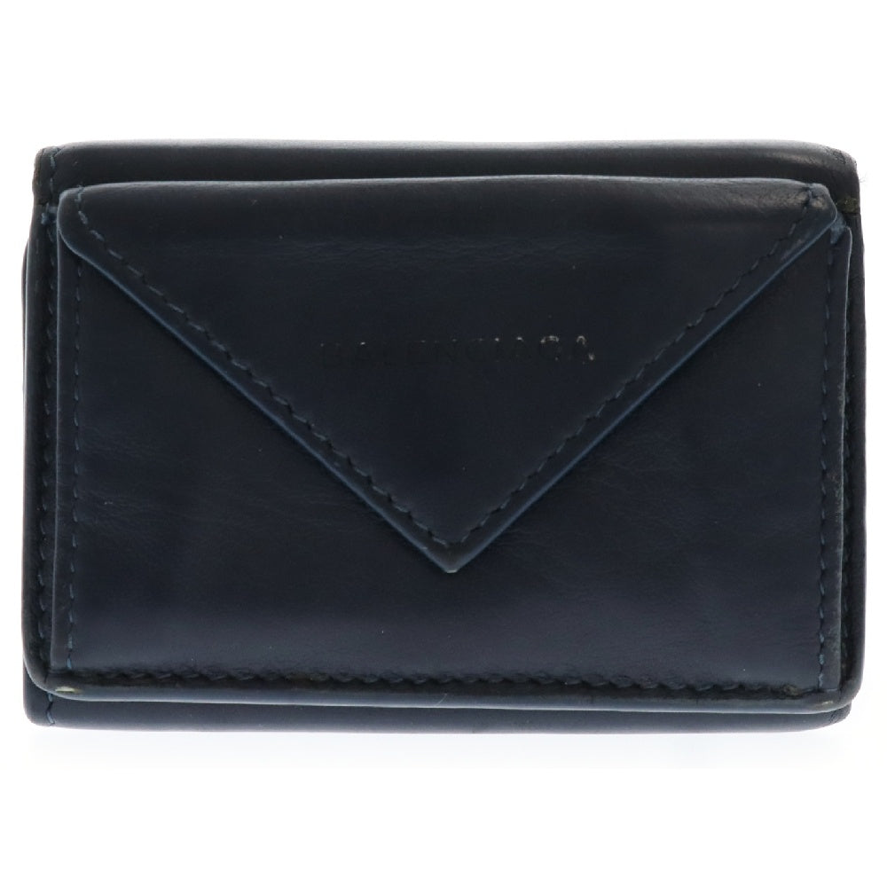 BALENCIAGA(バレンシアガ) PAPIER MINI WALLET ペーパー ミニウォレット 三つ折り財布 ネイビー 391446