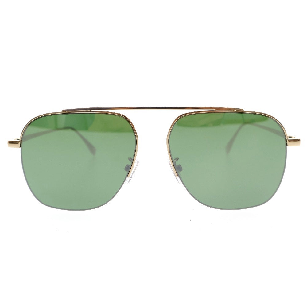 FENDI(フェンディ) Geometric Sunglasses FE40005U ズッカ柄 ミラーレンズサングラス ティアドロップアイウェア メガネ ゴールド