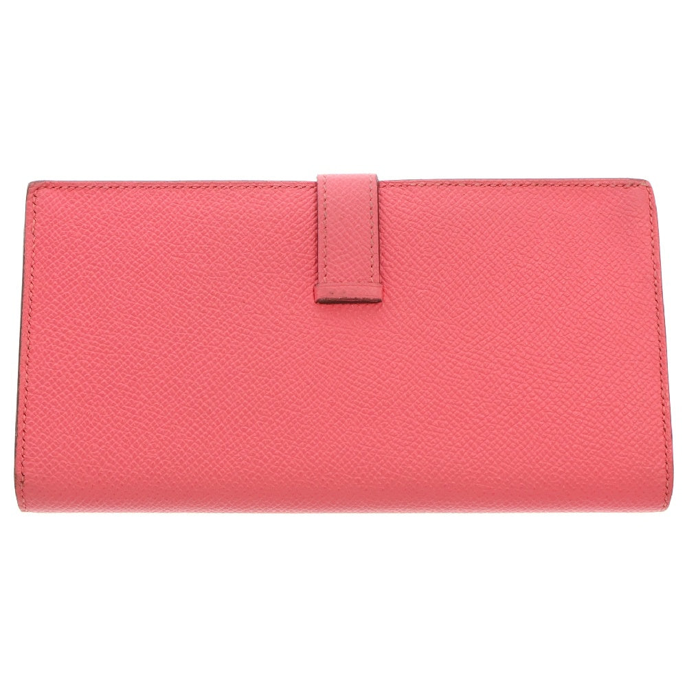 HERMES(エルメス) ベアンスフレ レザー二つ折り長財布 ゴールド金具 T刻印 ピンク