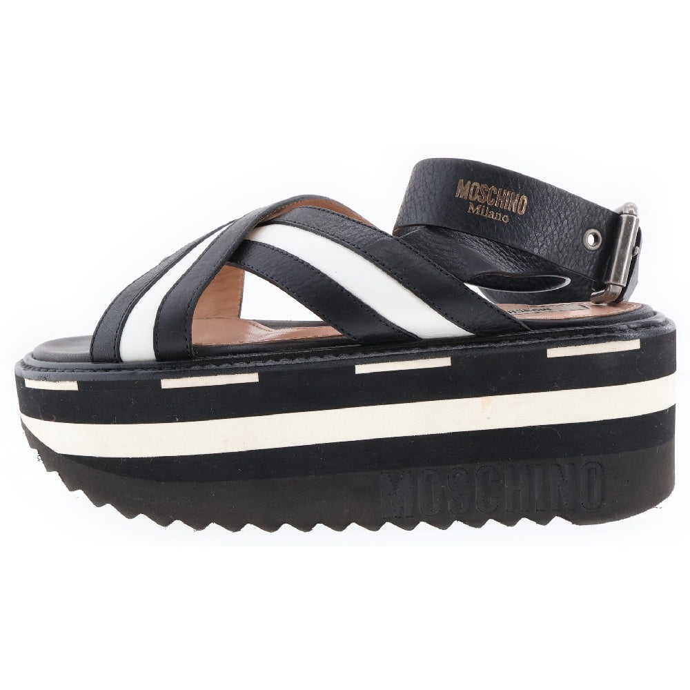 MOSCHINO(モスキーノ) Wedge Sandals クロスストラップサンダル ウェッジサンダル 厚底サンダル ブラック