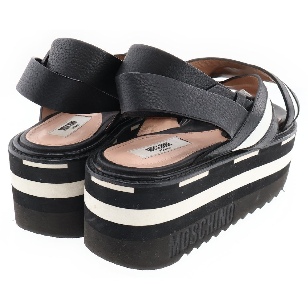 MOSCHINO(モスキーノ) Wedge Sandals クロスストラップサンダル ウェッジサンダル 厚底サンダル ブラック