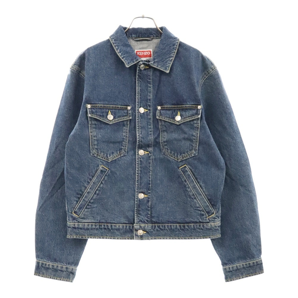 KENZO(ケンゾー) 22SS Boke Flower Embroidered Denim Trucker Jacket FC55DV301CEI バックフラワーデザイン デニムトラッカージャケット インディゴ
