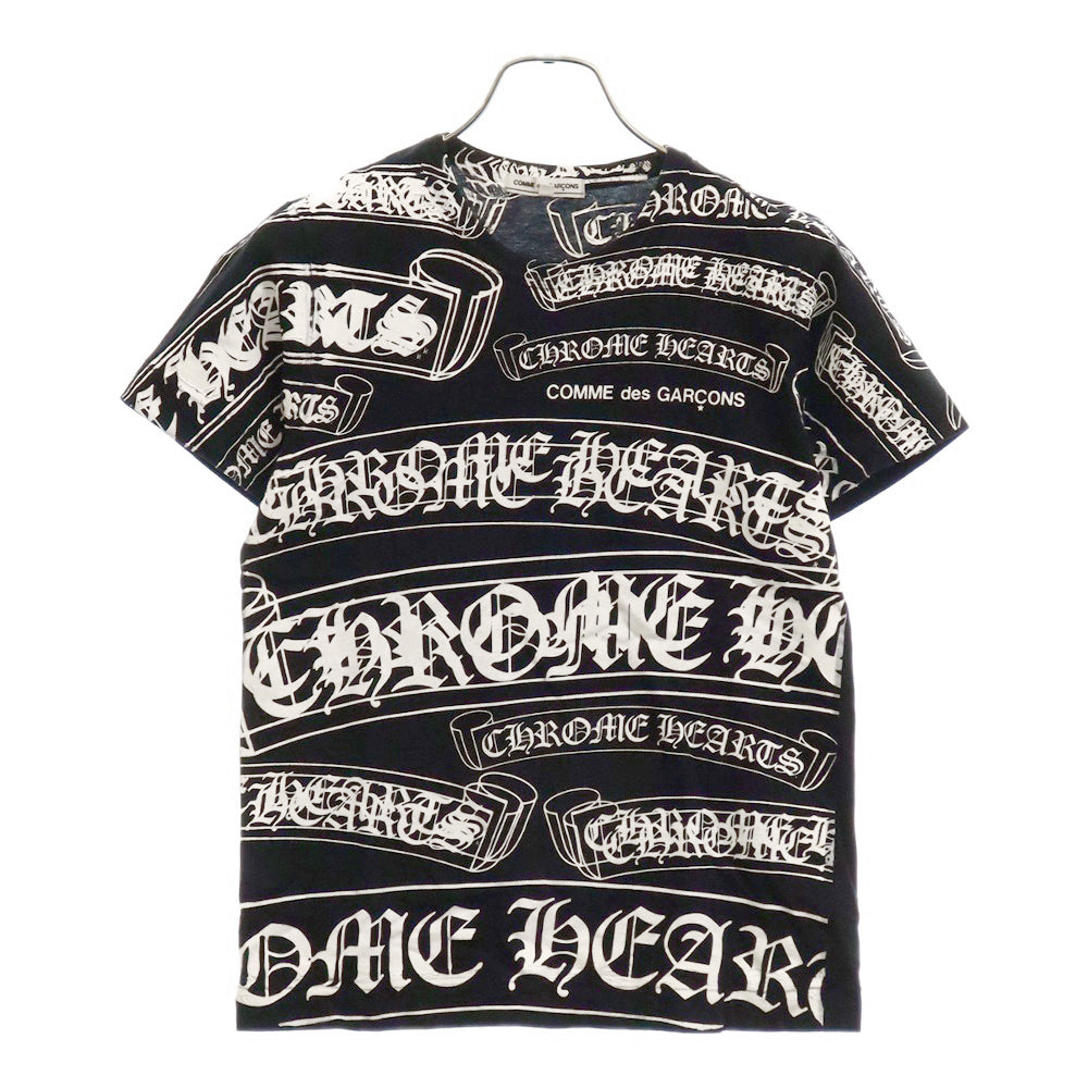 CHROME HEARTS(クロムハーツ) ×COMME des GARCONS OT-T027 コムデギャルソン ロゴ総柄クルーネック半袖Tシャツ カットソー ブラック