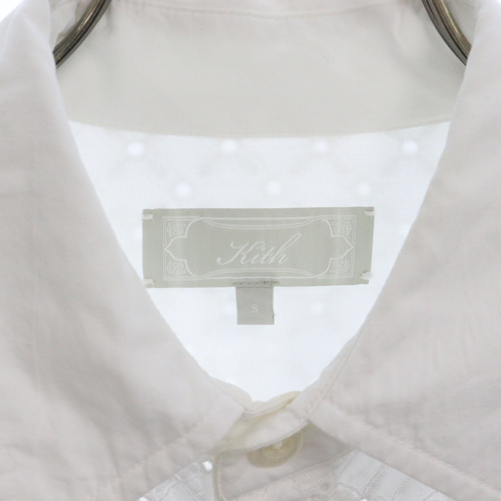 KITH(キス) Lattice Floral Long Sleeve Apollo Shirt ラティスフローラル ロングスリーブ アポロシャツ 長袖シャツ ホワイト