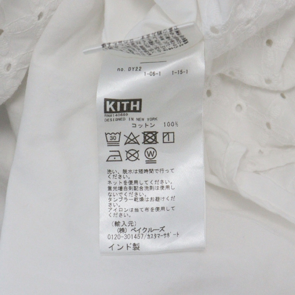 KITH(キス) Lattice Floral Long Sleeve Apollo Shirt ラティスフローラル ロングスリーブ アポロシャツ 長袖シャツ ホワイト