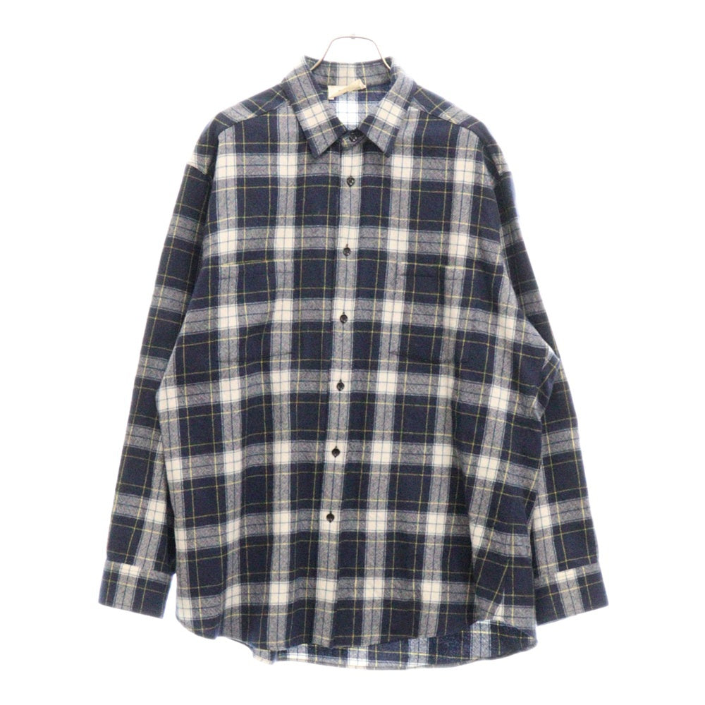 CELINE(セリーヌ) 21AW Check Wool Oversized Shirts チェック柄 オーバーサイズ 長袖ウールシャツ ブルー/ホワイト 2C555198O
