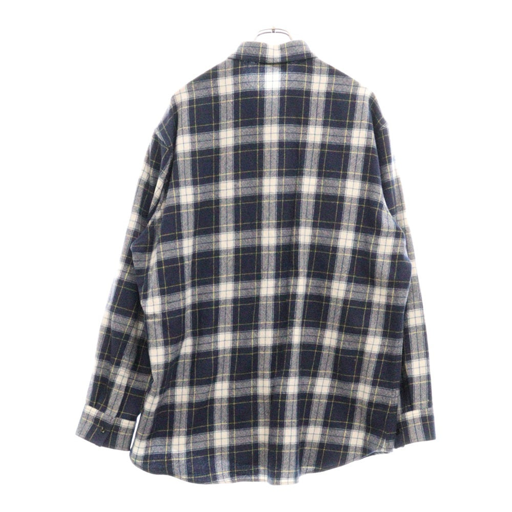CELINE(セリーヌ) 21AW Check Wool Oversized Shirts チェック柄 オーバーサイズ 長袖ウールシャツ ブルー/ホワイト 2C555198O