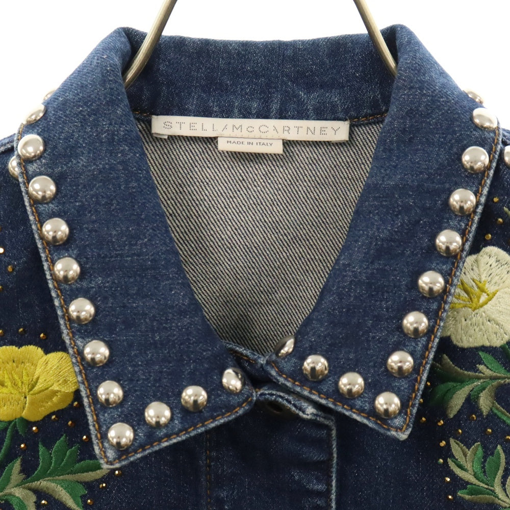 STELLA McCARTNEY(ステラマッカートニー) スタッズ装飾フラワー刺繍デニムジャケット インディゴ