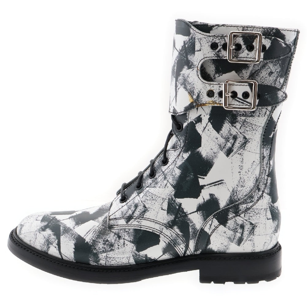 CELINE(セリーヌ) RANGER BOOT 334613231C 総柄ロングブーツ サイドジップ ブラック/ホワイト