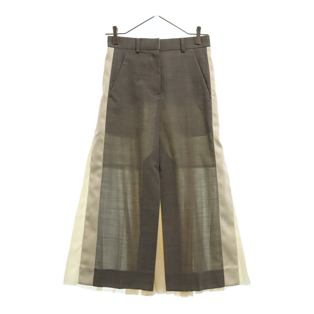 Sacai(サカイ) 21AW Suiting Mix Skirt 21-05653 スーチング ミックススカート プリーツシアースカート グレー/クリーム レディース