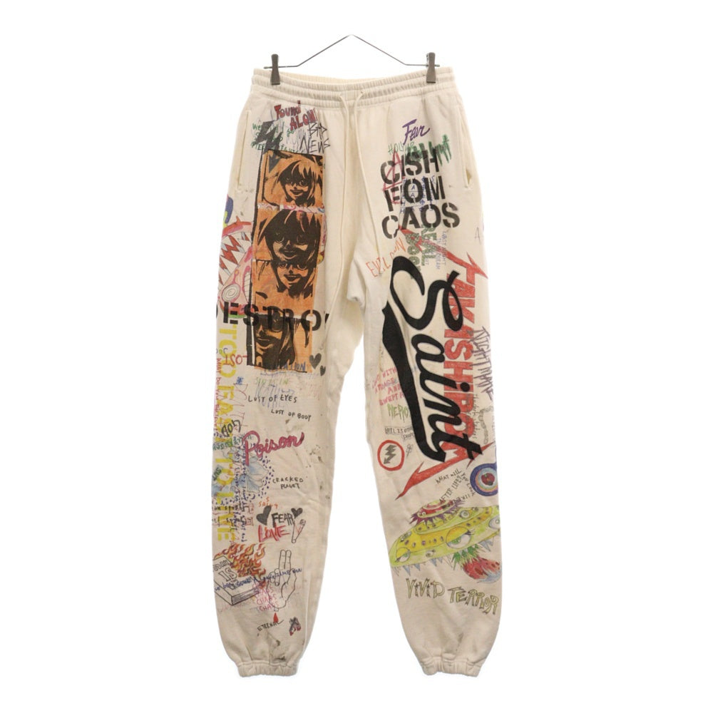 SAINT MICHAEL(セントマイケル) 21AW ×Takashi Murakami Graff Sweat Pants SM-A21-0000-069 グラフィックプリント スウェットパンツ 総柄 ホワイト