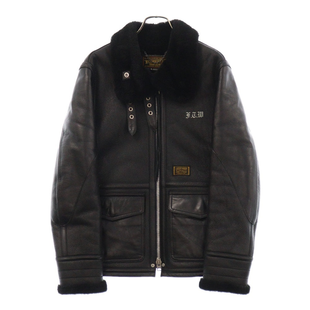 NEIGHBORHOOD(ネイバーフッド) 10AW B-3D/MC-JKT 102NWNH-JKM03 襟ファーレザージャケット ブラック
