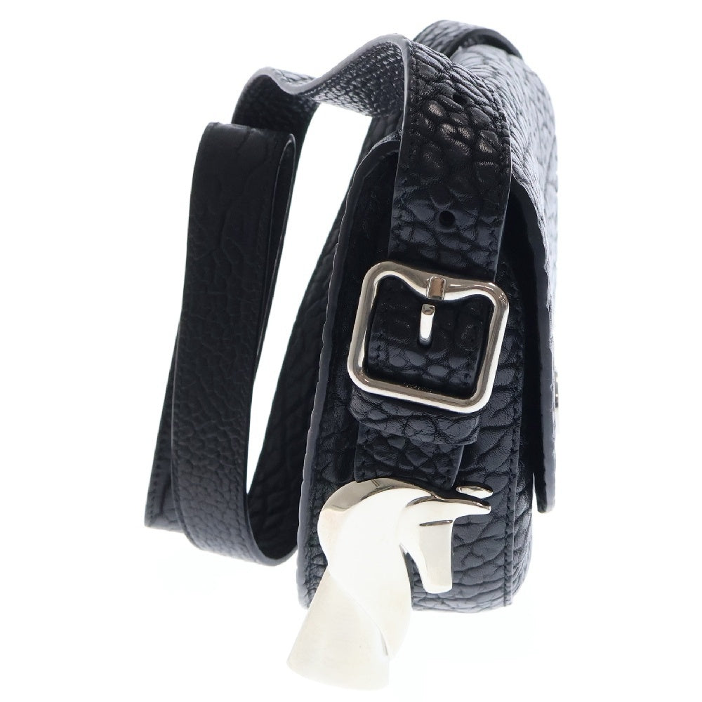 BURBERRYS(バーバリーズ) Chess Foldover-Top Satchel Bag 8075511 チェス フォールドオーバートップ サッチェルバッグ レザーショルダーバッグ ブラック