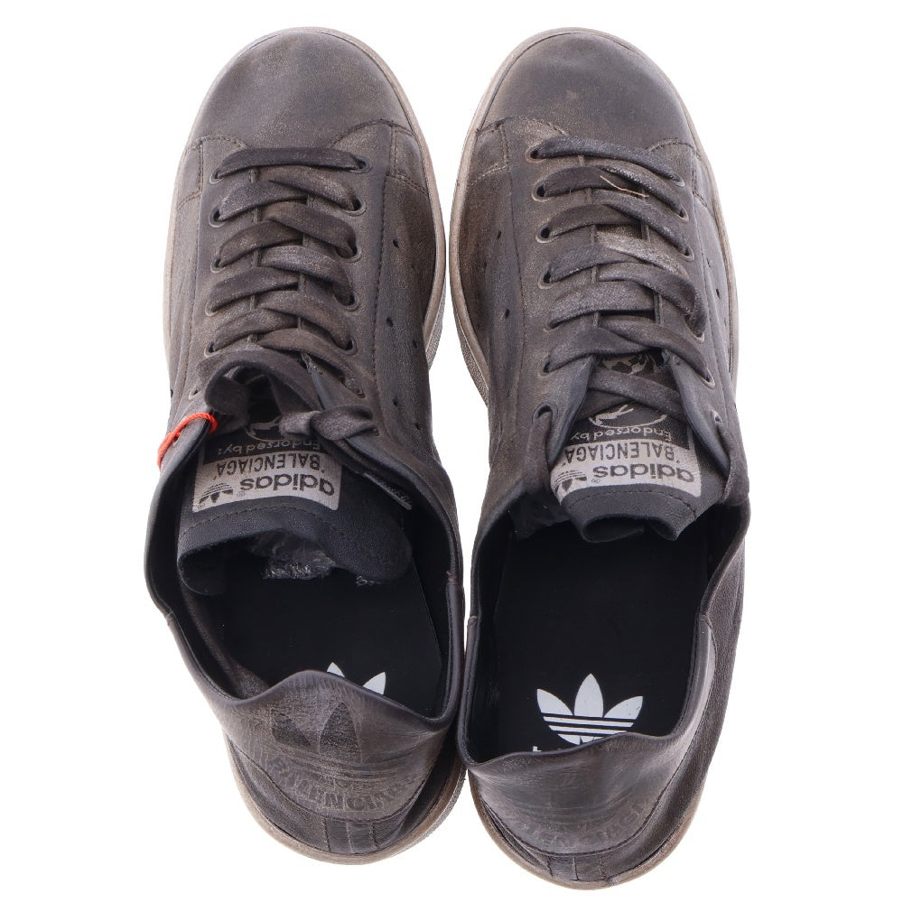 BALENCIAGA(バレンシアガ) ×adidas Stan Smith 721835 アディダス スタンスミス ユーズド加工 レザーローカットスニーカー ブラック