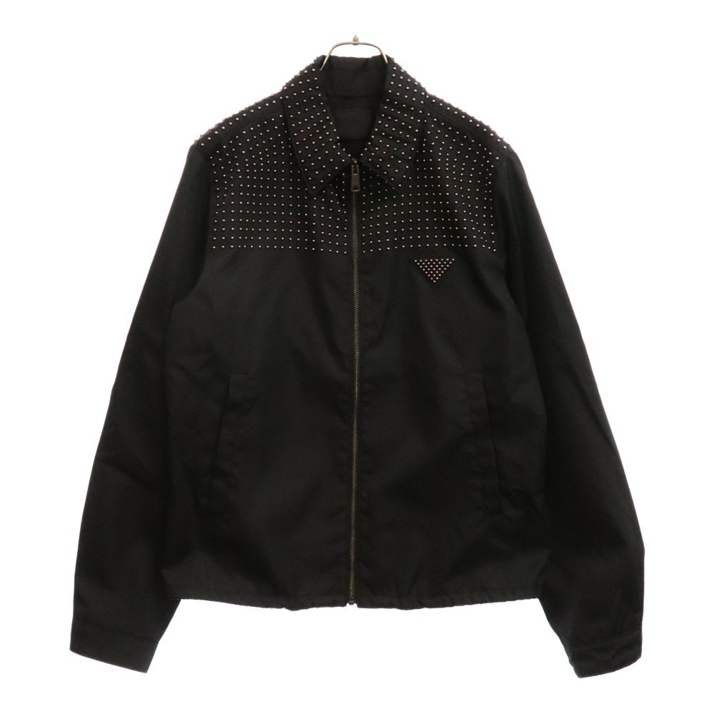 PRADA(プラダ) 24SS Re Nylon リナイロン スタッズ ジップアップ ジャケット ブルゾン ブラック SGB987 S221 1WQ8