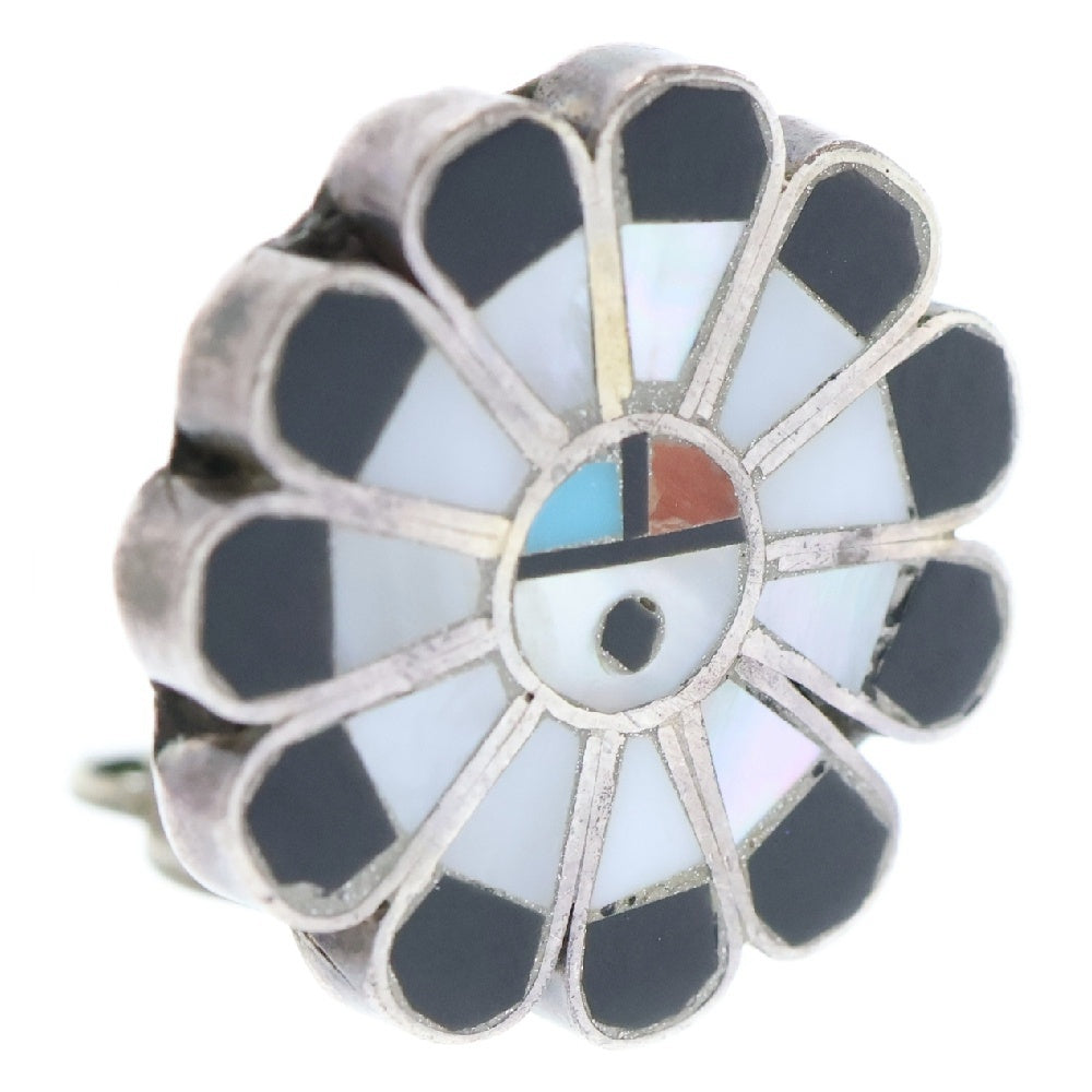 INDIAN JEWELRY(インディアンジュエリー) ズニ族 インレイ サンフェイス ブローチ 2個セット マルチ
