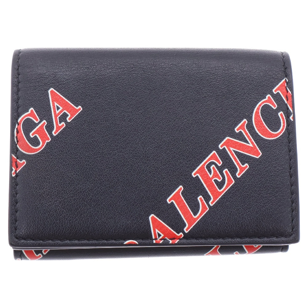 BALENCIAGA(バレンシアガ) ミニ ロゴ総柄レザー財布 コンパクトウォレット ブラック 594312