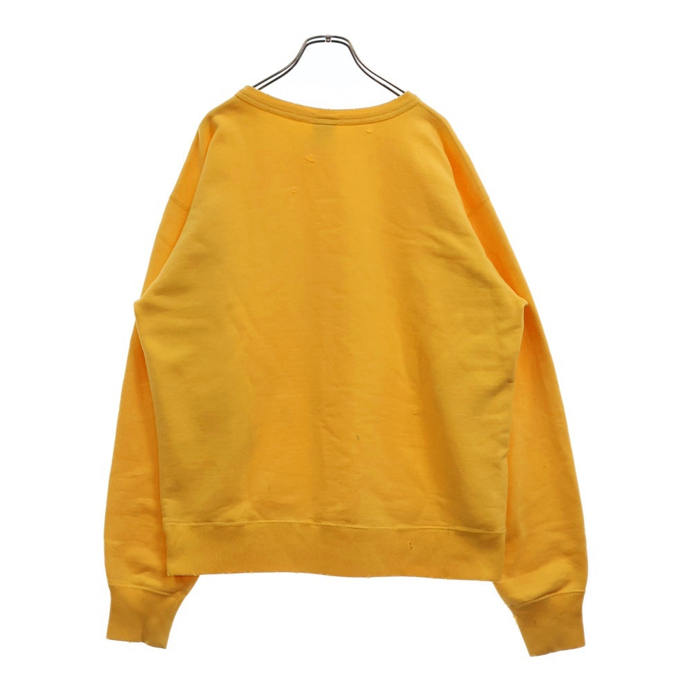 SAINT MICHAEL(セントマイケル) 21AW ×DENIM TEARS デニムティアーズ SM-A21-0000-049 21AW STT SWT SH STTRS LG ヴィンテージ加工 クルーネックスウェットトレーナー イエロー