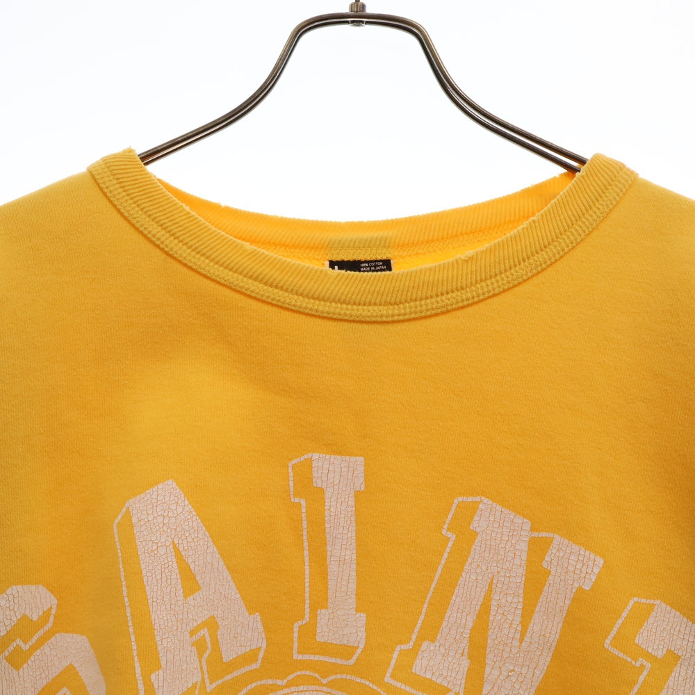 SAINT MICHAEL(セントマイケル) 21AW ×DENIM TEARS デニムティアーズ SM-A21-0000-049 21AW STT SWT SH STTRS LG ヴィンテージ加工 クルーネックスウェットトレーナー イエロー