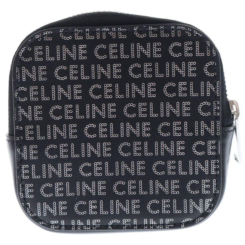 CELINE(セリーヌ) シグネチャーロゴ 総柄 ジップ コインケース ブラック/シルバー