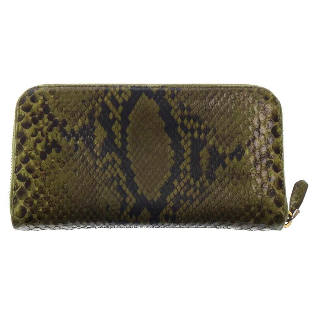 PRADA(プラダ) パイソン 蛇 ラウンドジップ ウォレット 長財布 グリーン