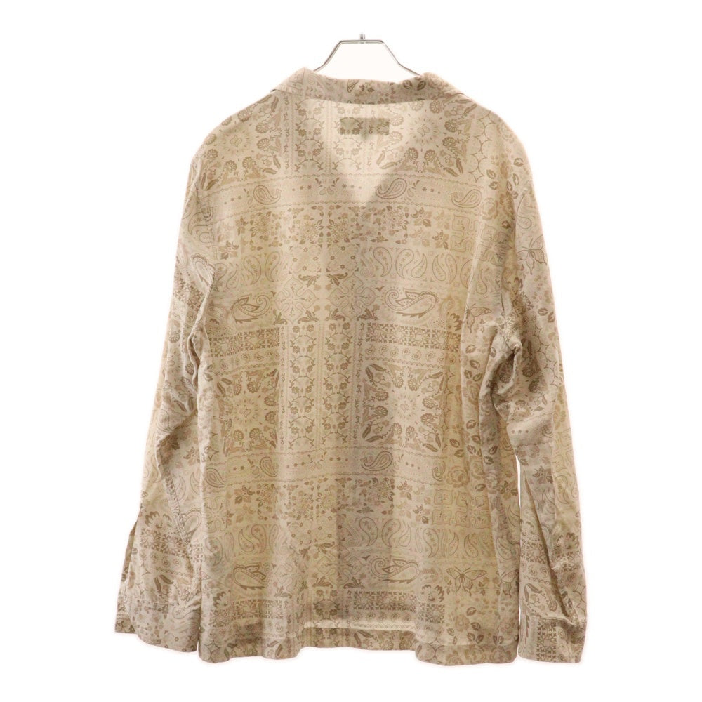 KITH(キス) 24SS Silk Lyocell Long Sleeve Thompson Camp Collar Shirt シルク リヨセルンプソン キャンプカラー 長袖総柄シャツ ベージュ/ホワイト
