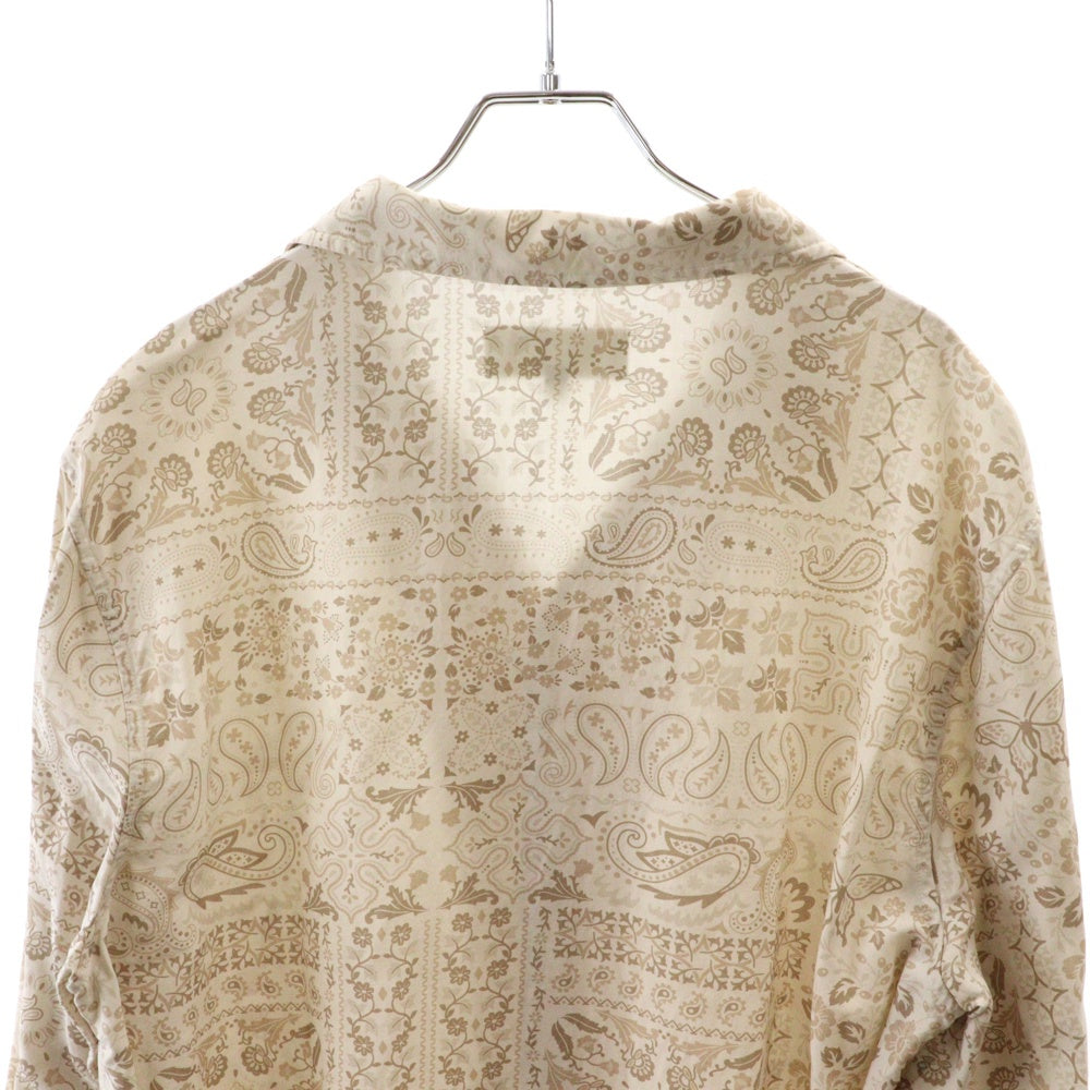 KITH(キス) 24SS Silk Lyocell Long Sleeve Thompson Camp Collar Shirt シルク リヨセルンプソン キャンプカラー 長袖総柄シャツ ベージュ/ホワイト