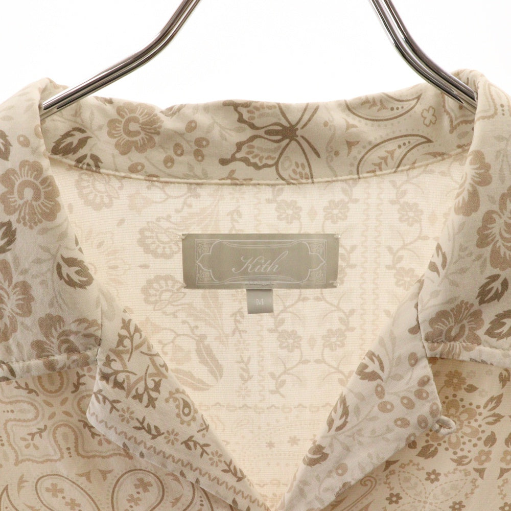 KITH(キス) 24SS Silk Lyocell Long Sleeve Thompson Camp Collar Shirt シルク リヨセルンプソン キャンプカラー 長袖総柄シャツ ベージュ/ホワイト