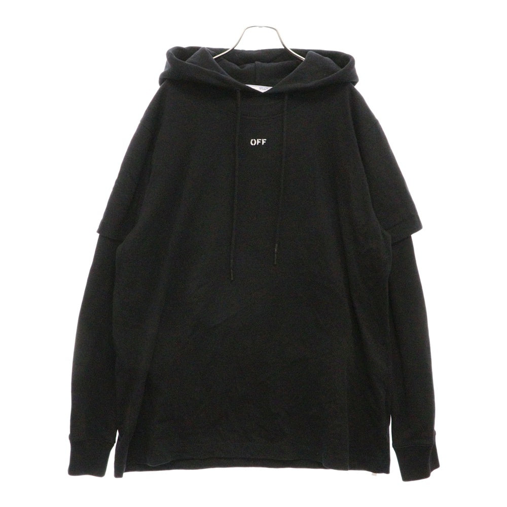 OFF-WHITE(オフホワイト) 20AW バックアロープリントレイヤードプルオーバーパーカー ブラック OMBB051E20FLE001