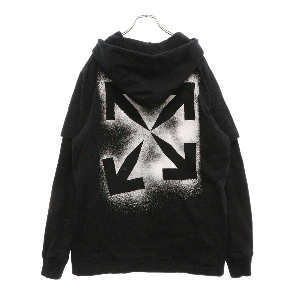 OFF-WHITE(オフホワイト) 20AW バックアロープリントレイヤードプルオーバーパーカー ブラック OMBB051E20FLE001