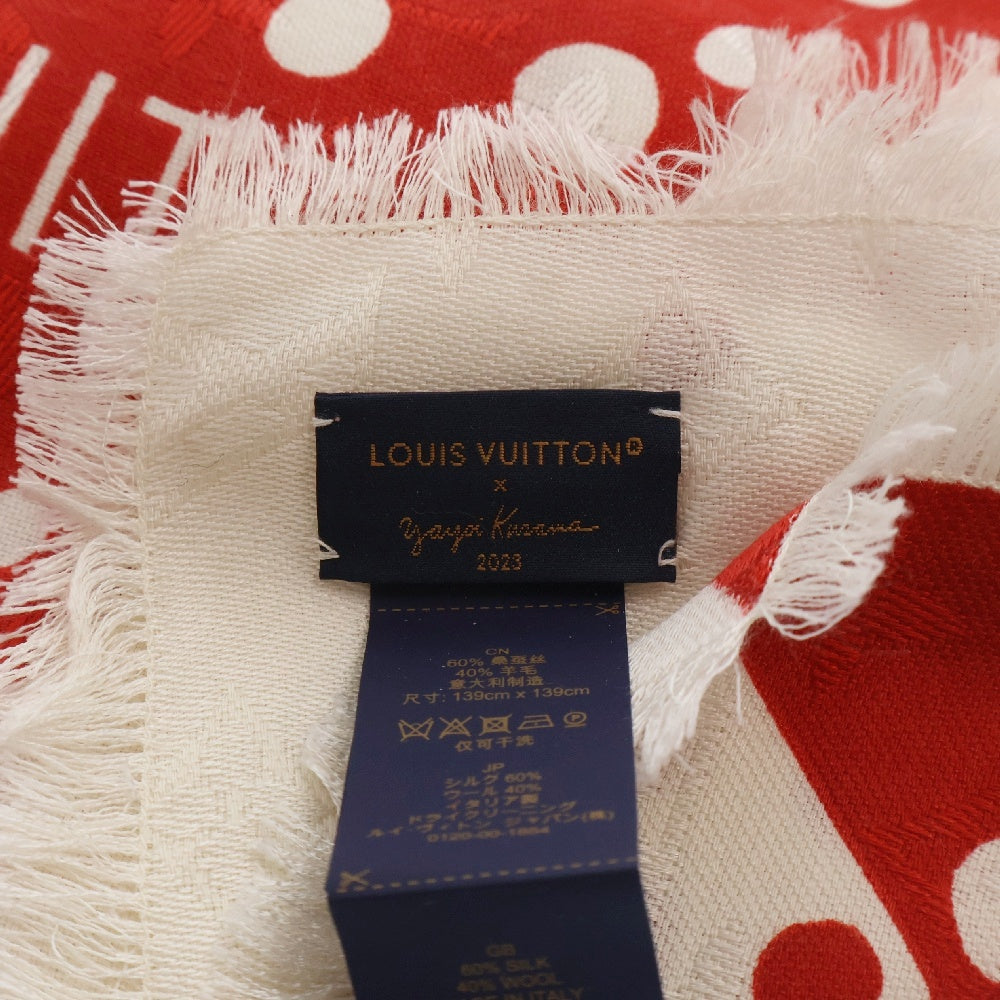 LOUIS VUITTON(ルイヴィトン) 23SS ×草間彌生 YK シルク混 インフィニティ ドット ショール スカーフ M78302 ホワイト/レッド