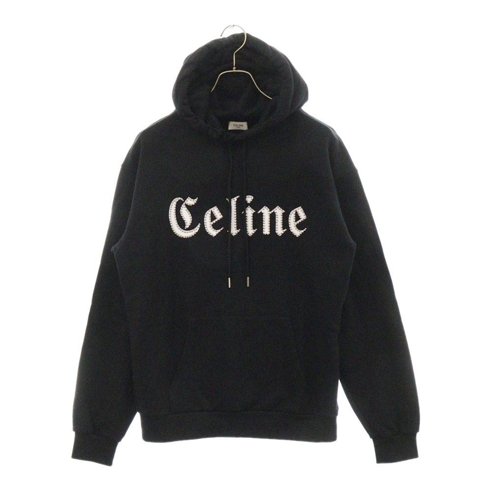 CELINE(セリーヌ) 22SS スタッズ装飾 フロントデザイン プルオーバーパーカー スウェット ブラック 2Y700670Q