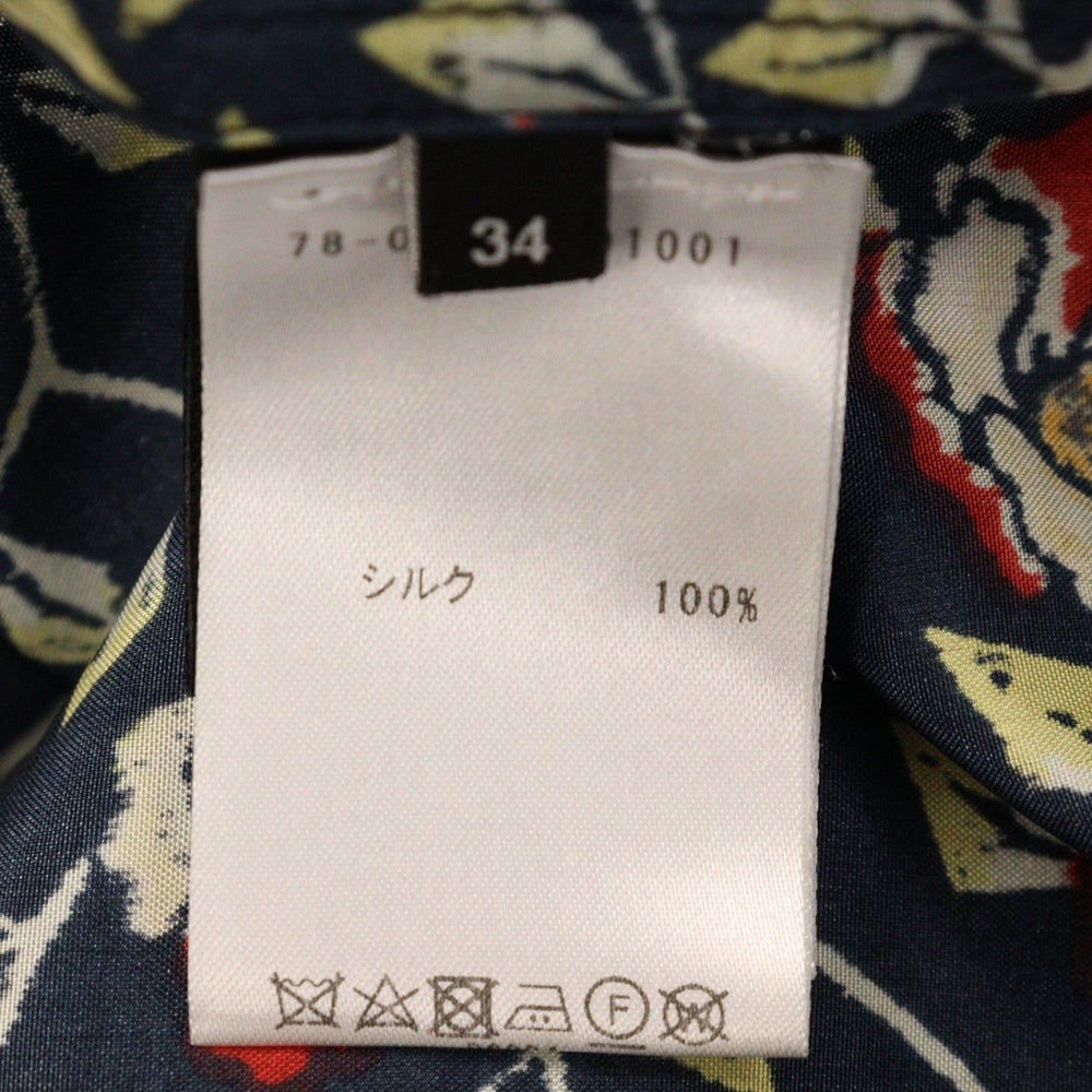 ISABEL MARANT(イザベル マラン) 17SS 総柄シルクシャツ シルクブラウス レディース ネイビー