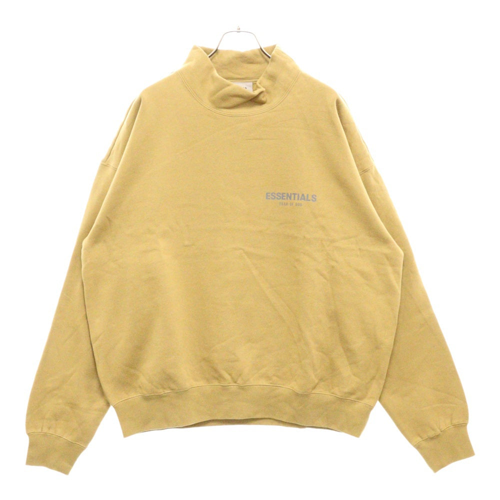 FEAR OF GOD ESSENTIALS(フィアオブゴッド エッセンシャルズ) MOCK NECK SWEATSHIRT リフレクターロゴプリント モックネックスウェットトレーナー マスタード