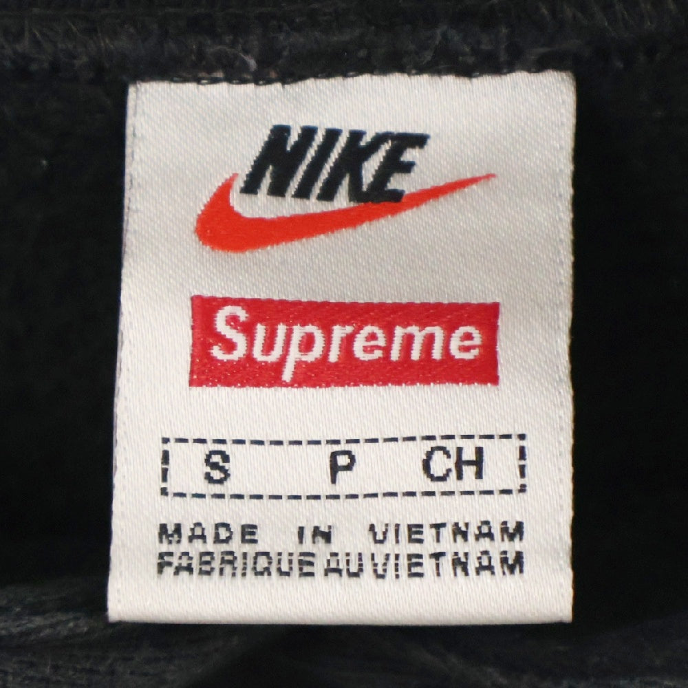 SUPREME(シュプリーム) 19AW ×NIKE Leather Applique Hooded Sweatshirt ナイキ レザーパッチ プルオーバースウェットパーカー フーディー ブラック CK6225-010
