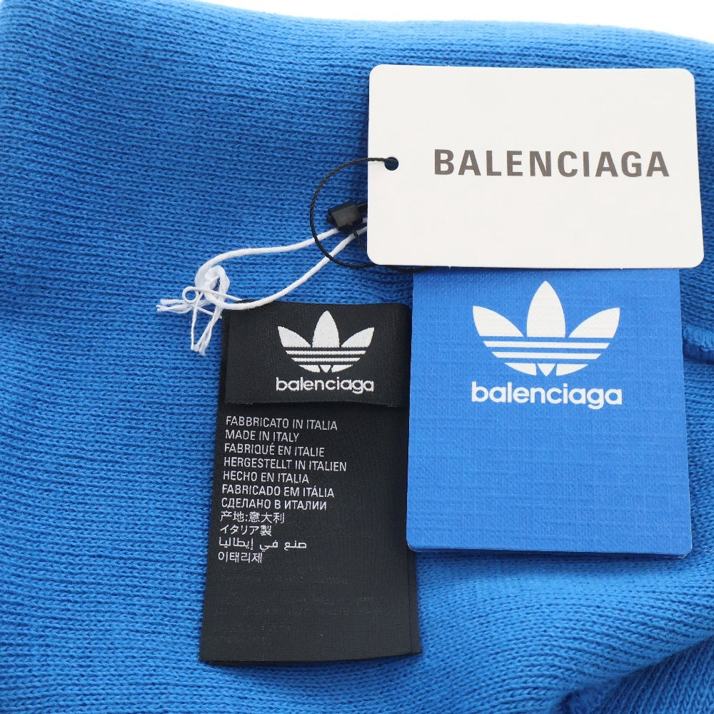 BALENCIAGA(バレンシアガ) 23SS ×adidas LOGO BEANIE アディダス フロントロゴ刺繍 アクリルニット帽 ビーニー ブルー 724009 443B1