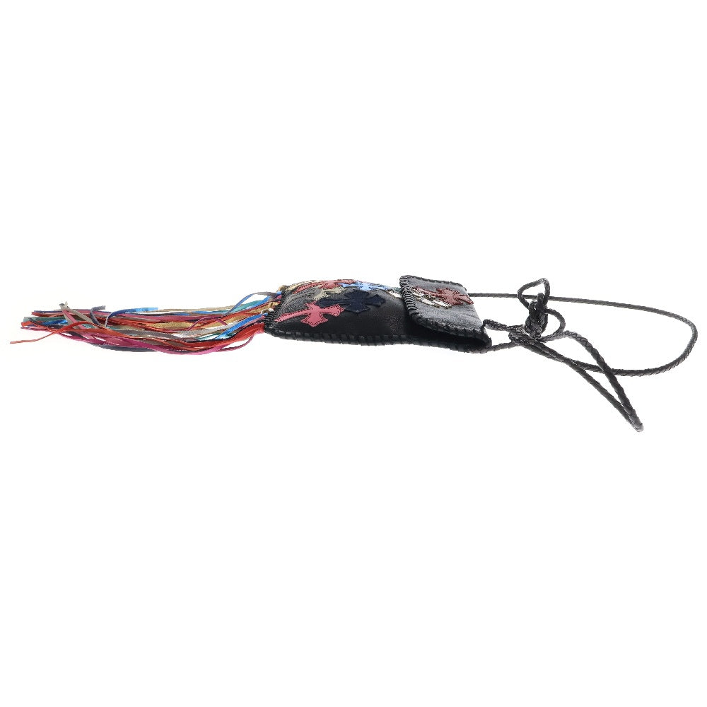 CHROME HEARTS(クロムハーツ) BAG-FLAT HIPPIE FRINGE ヒッピー マルチカラーレザーパッチフリンジ装飾レザーショルダーバッグ ブラック マルチ
