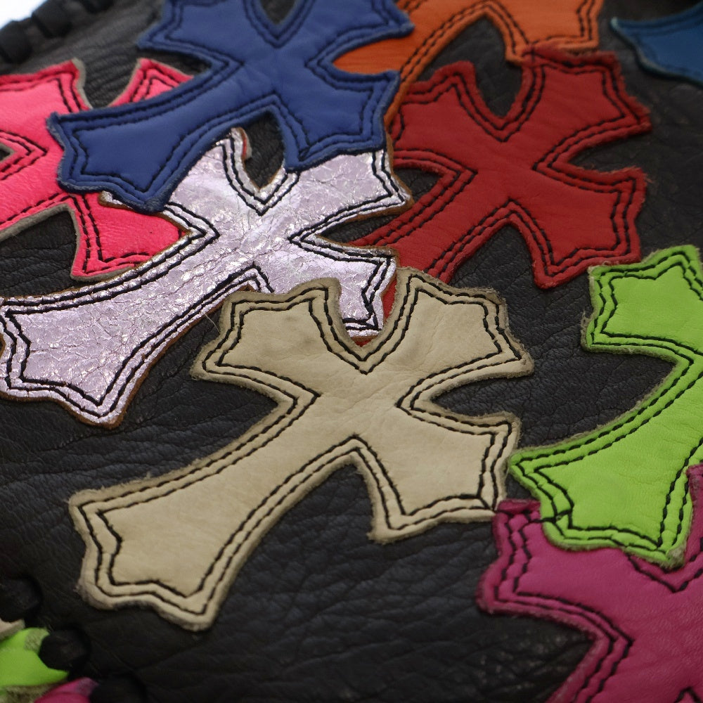 CHROME HEARTS(クロムハーツ) BAG-FLAT HIPPIE FRINGE ヒッピー マルチカラーレザーパッチフリンジ装飾レザーショルダーバッグ ブラック マルチ
