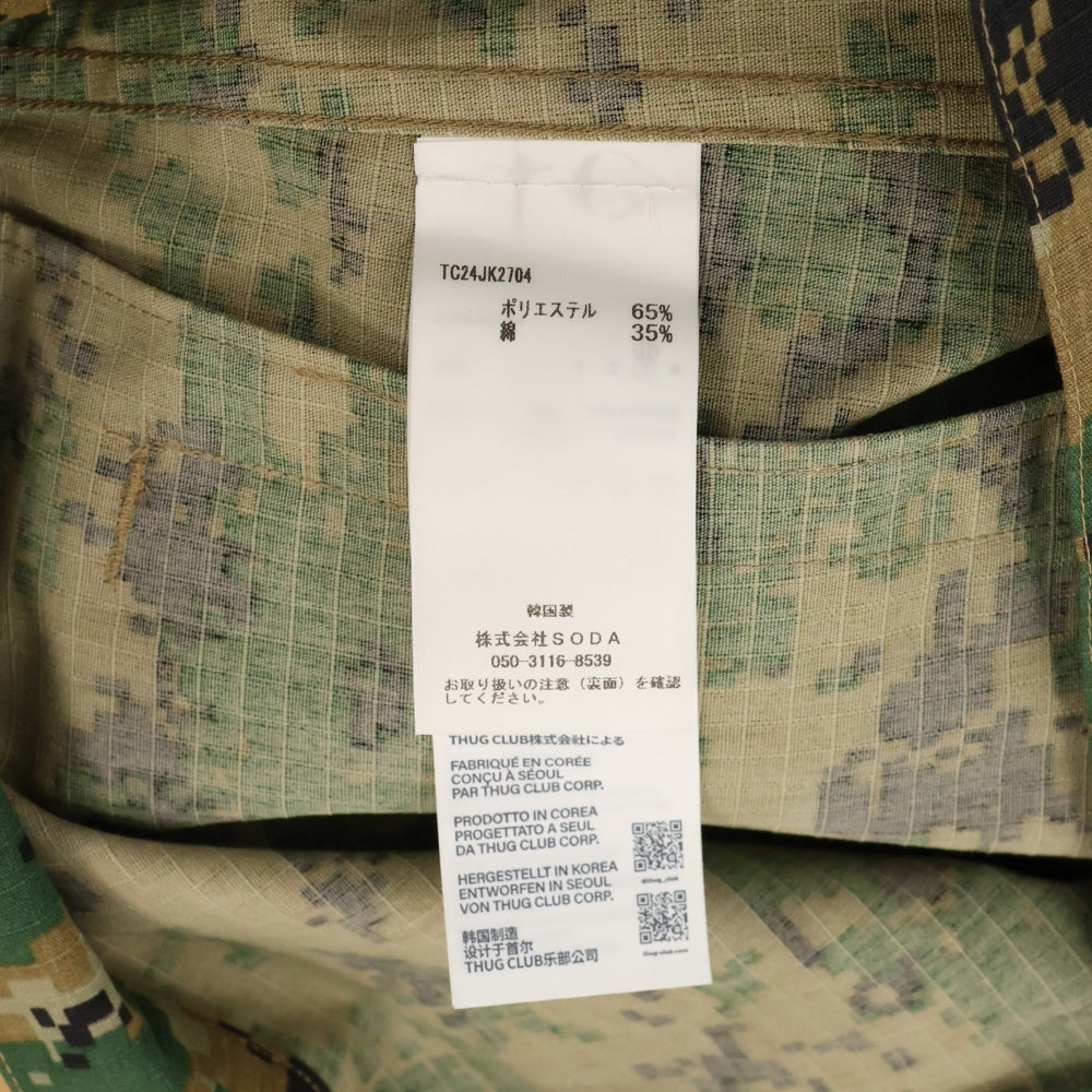 THUG CLUB(サグクラブ) 24AW TC Army Jacket ロゴチャーム カモフラージュ 迷彩ジャケット カーキ TC24JK2704