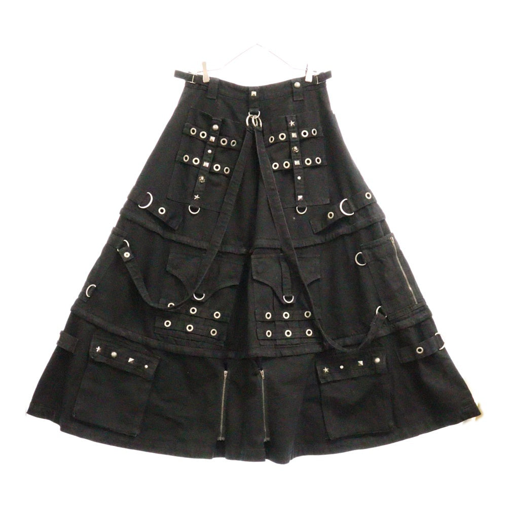 BALENCIAGA(バレンシアガ) 22SS Maxi River Skirt マキシリバースカート スタッズ装飾 デニムスカート ブラック 681718 TBP47 レディース