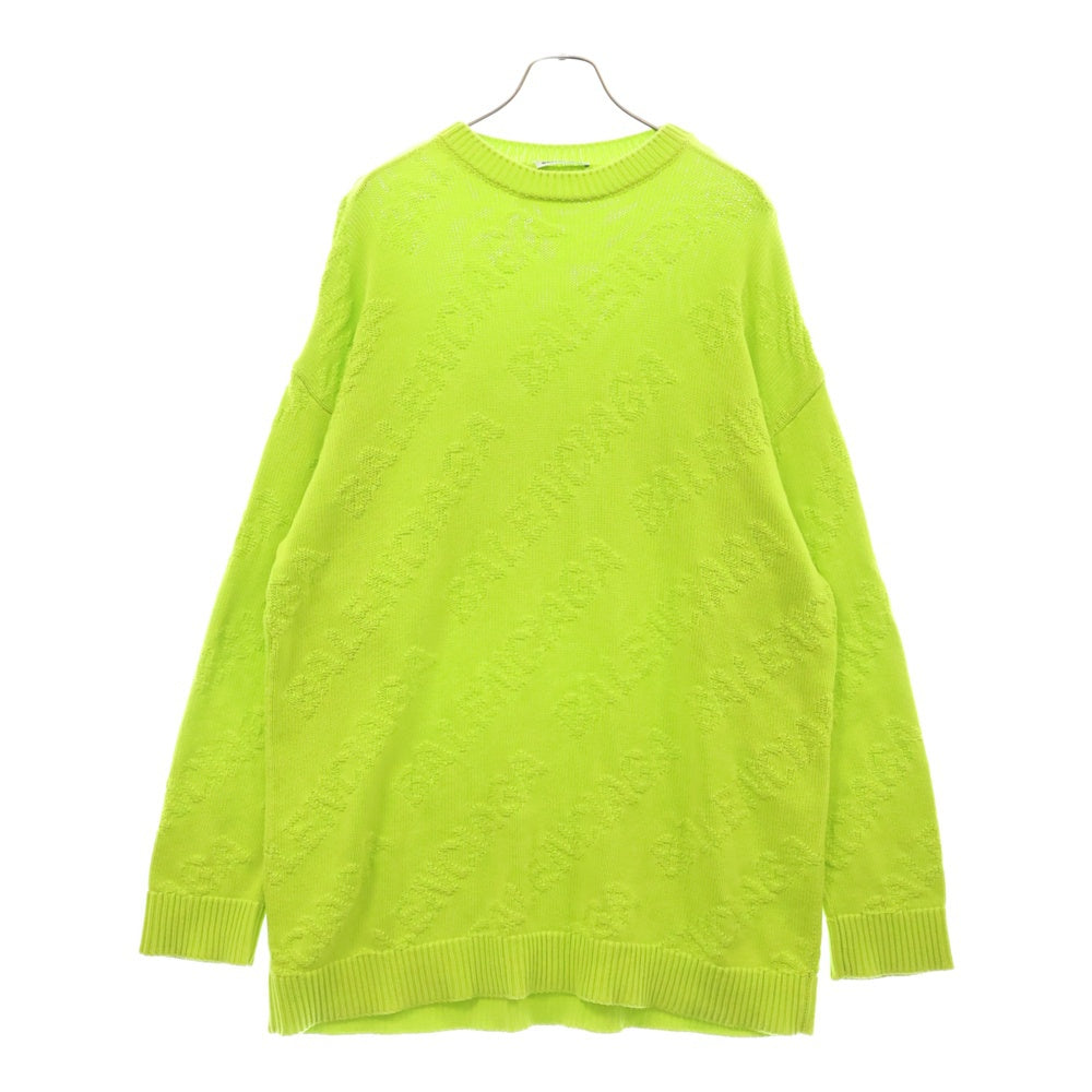 BALENCIAGA(バレンシアガ) Logo Jacquard Sweater クルーネックニットセーター イエロー 599886 T3166