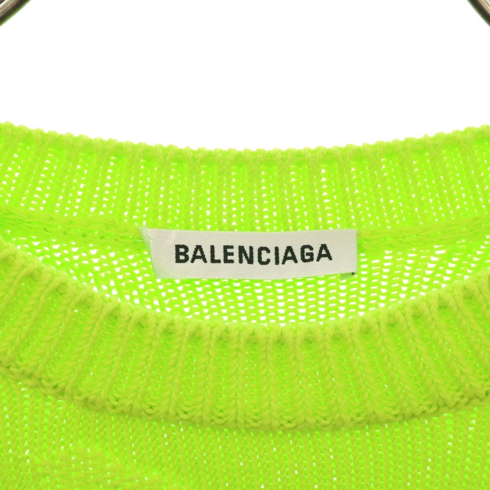 BALENCIAGA(バレンシアガ) Logo Jacquard Sweater クルーネックニットセーター イエロー 599886 T3166