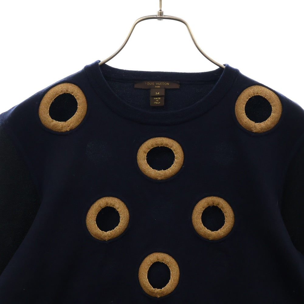 LOUIS VUITTON(ルイヴィトン) 15SS Runway Resort Wool Sweater クルーネックウールニットセーター レディース ネイビー RW151A F7KL24OIC
