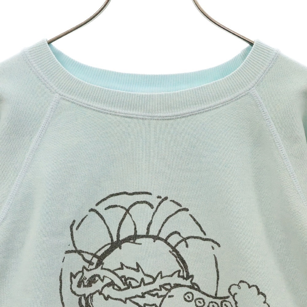 SAINT MICHAEL(セントマイケル) 23AW CREW N SWEAT JESUS ダメージ加工 クルーネックスウェットトレーナー ブルー SM-A23-0000-024