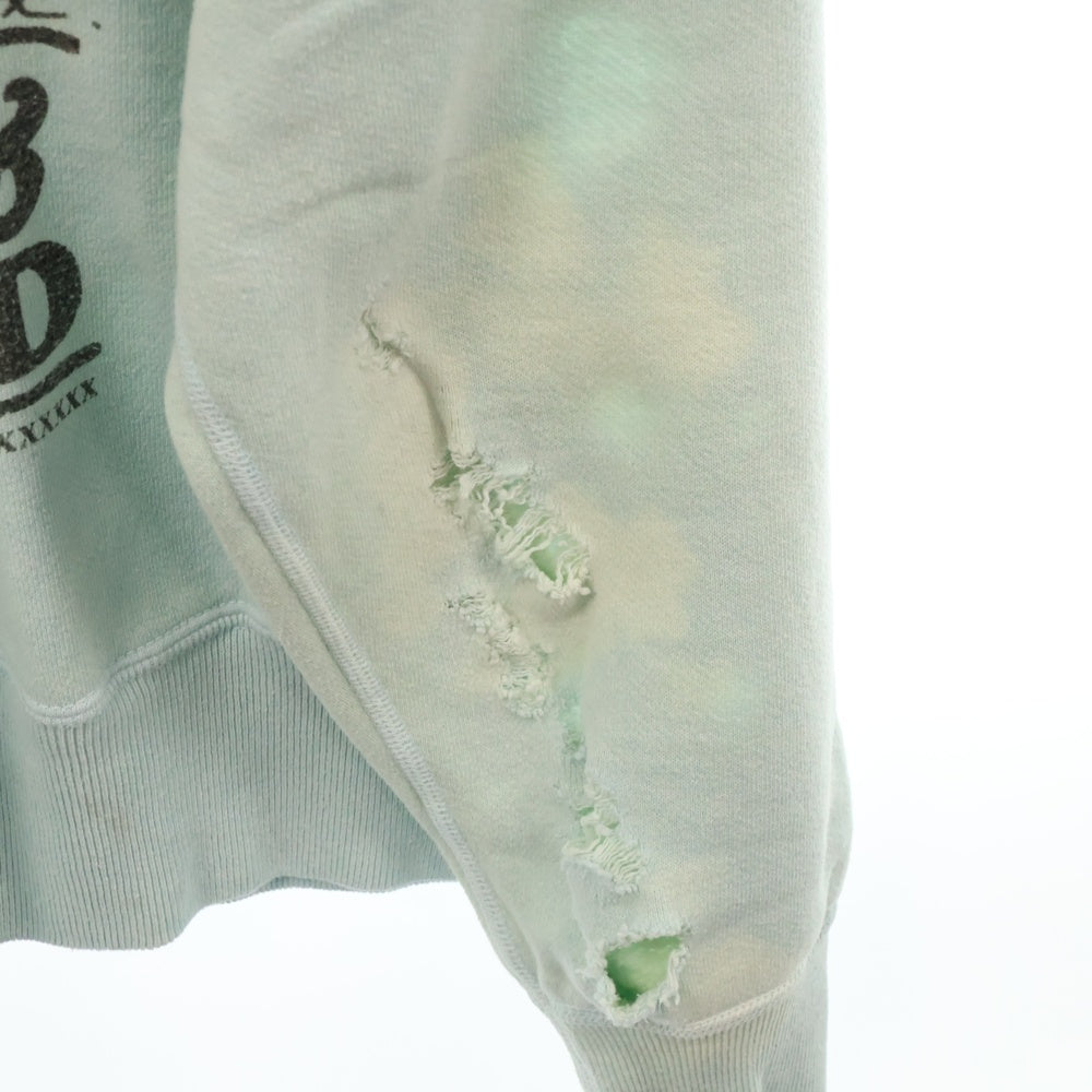 SAINT MICHAEL(セントマイケル) 23AW CREW N SWEAT JESUS ダメージ加工 クルーネックスウェットトレーナー ブルー SM-A23-0000-024