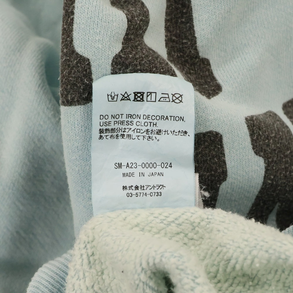 SAINT MICHAEL(セントマイケル) 23AW CREW N SWEAT JESUS ダメージ加工 クルーネックスウェットトレーナー ブルー SM-A23-0000-024