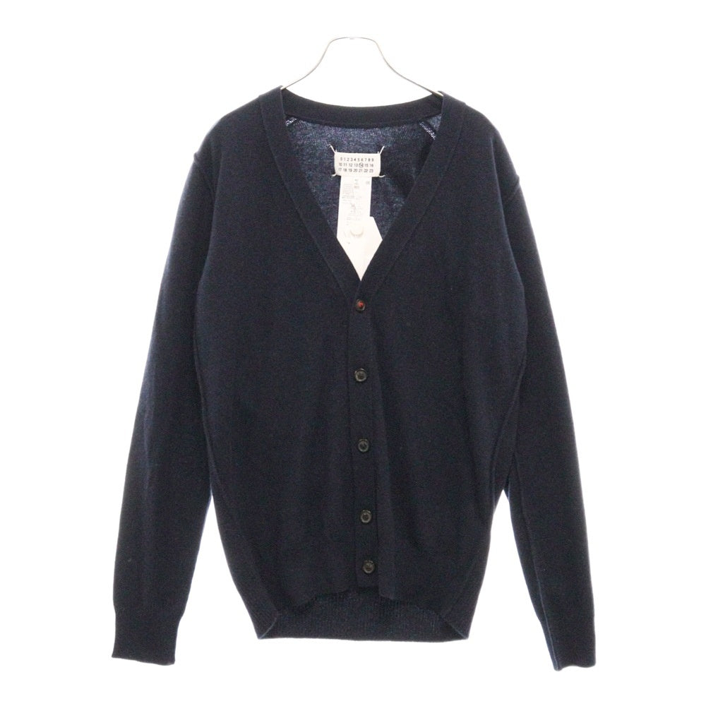 Maison Margiela 14(メゾンマルジェラ) 21AW CARDIGAN Vネック カシミヤ ニット ハイゲージ 4ステッチ カーディガン ネイビー S50HA1013 S17783