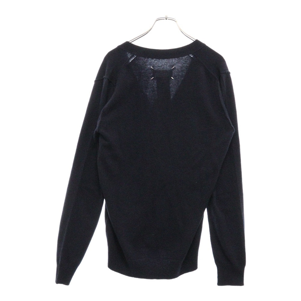 Maison Margiela 14(メゾンマルジェラ) 21AW CARDIGAN Vネック カシミヤ ニット ハイゲージ 4ステッチ カーディガン ネイビー S50HA1013 S17783