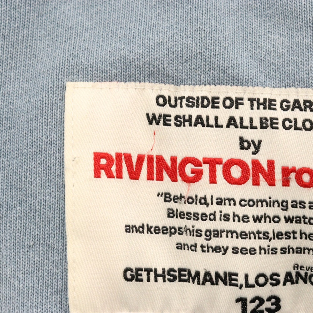 RRR123 RIVINGTON roi Rebis(リヴィントンロイレビス) プリントデザイン オーバーサイズ クルーネックトレーナー スウェット ブルー
